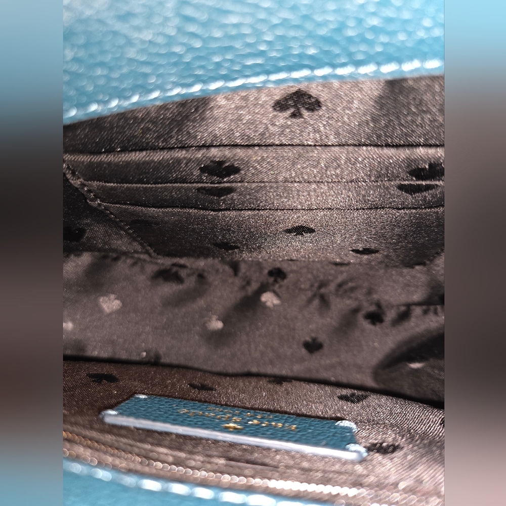 Kate Spade dark turquoise Crossbody Saddle Bag suede and pebbled leather bag - Picture 11 of 16